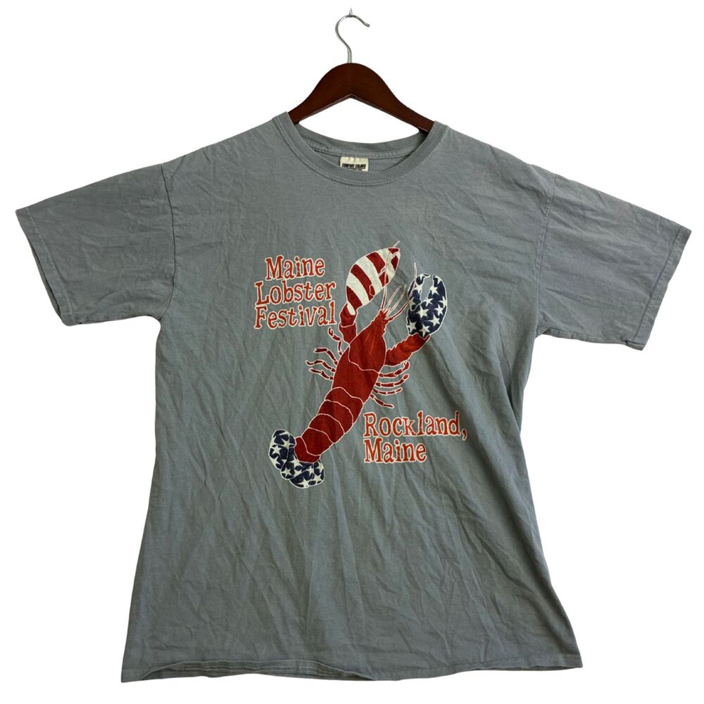 Maine Lobster Festival Rockland Maine Comfort Colors T Shirt Gray Size L USA Tee